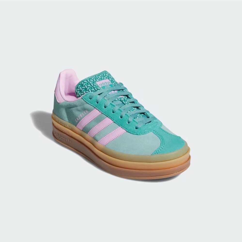 NEW adidas Gazelle Platform Sneaker in light Mint Green & magenta pink purple - Picture 7 of 11